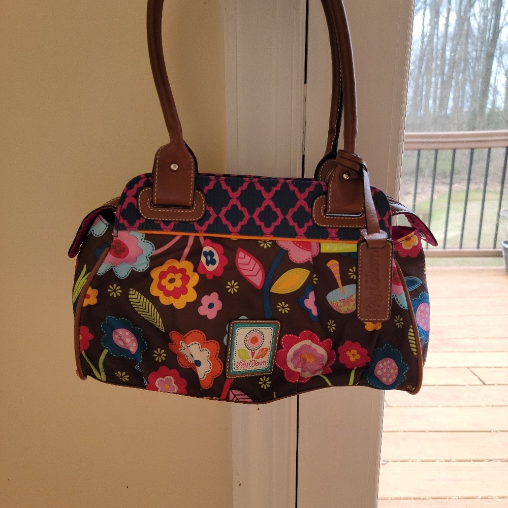 Lily Bloom brown floral nylon bag